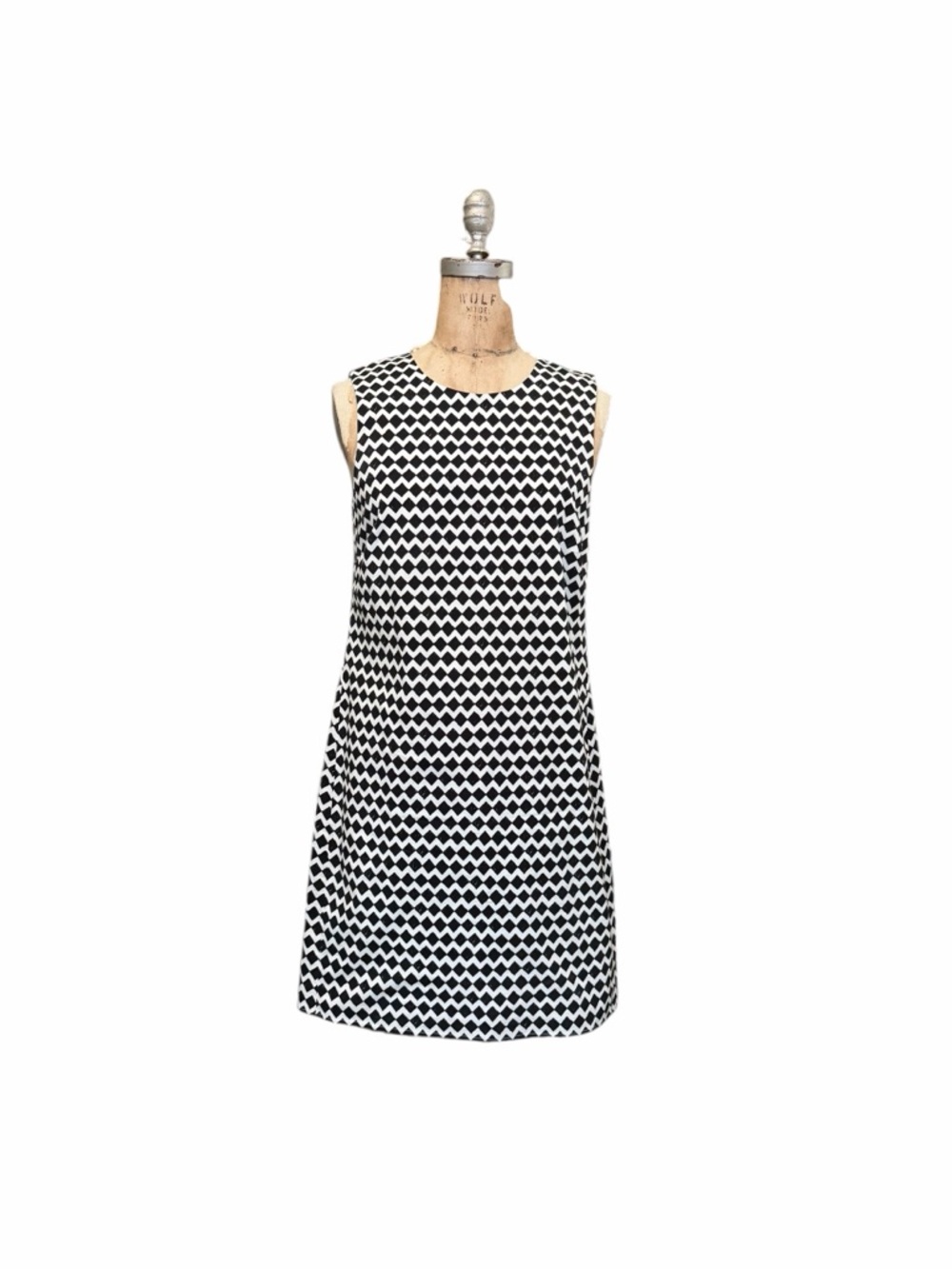 Theory NWT Adraya Pitch Cotton Black & White Geometric Sleeveless Shift Dress 6 - Picture 2 of 9